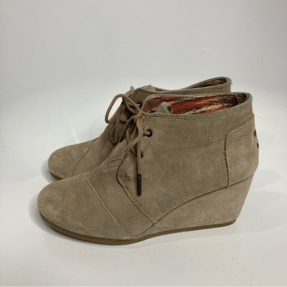 Tom’s desert wedge Booties tan suede size 8 - Picture 5 of 9